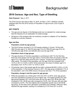 Backgrounder 2016 Census: Age and Sex