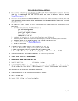 TERMS AND CONDITIONS (for 15CST-1274) Bids are invited online