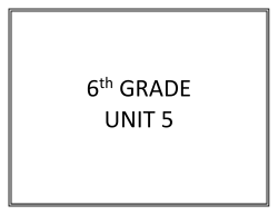 6th Grade Curriculum Map Mathematics Unit 5 THE NUMBER