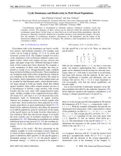 Cyclic Dominance and Biodiversity in Well