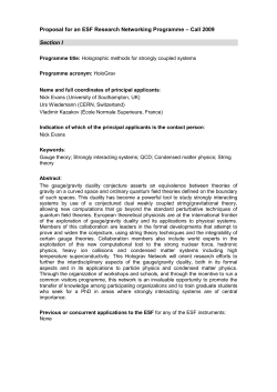 Proposal for an ESF Research Networking Programme &ndash; Call 2009