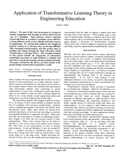Application of Transformative Learning Theory in Engineering