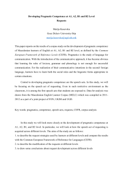 Developing Pragmatic Competence at A1, A2, B1 and B2 Level