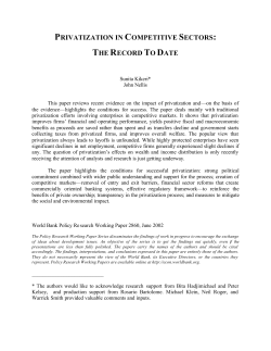 privatization in competitive sectors: the record to date