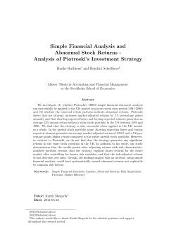 Analysis of Piotroski`s Investment Strategy