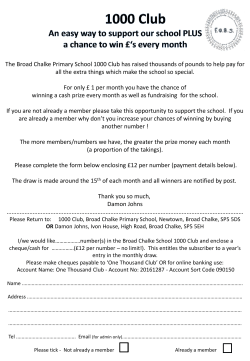 For only &pound; 1 per month your have the chance of winning a cash prize