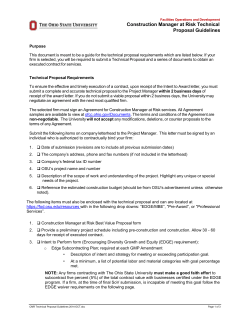 Construction Manager at Risk Technical Proposal Guidelines