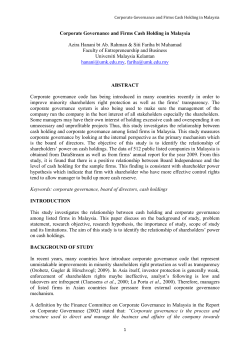 Corporate Governance and Firms Cash Holding in Malaysia