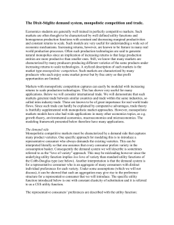 The Dixit-Stiglitz demand system and monpolistic competition