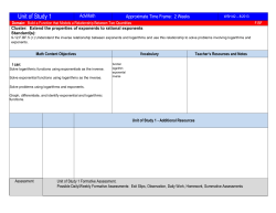 Unit of Study 1 AdvMath Approximate Time Frame: 2 Weeks WSH #2