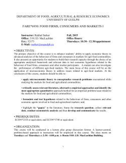 fare*6930: food firms, consumers and markets i &bull; objectives
