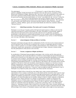 Consent, Assumption of Risk, Indemnity, Release and Assignment of