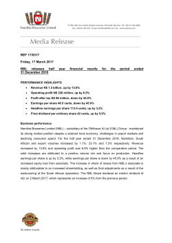 NBL releases half year financial results for the period ended 31