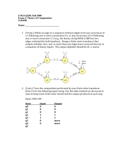 COGS Q250, Fall 2008 Exam 2: Theory of Computation 11/04/08