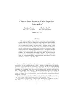 Observational Learning Under Imperfect Information&lowast;