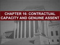 Chapter 16: Contractual Capacity and Genuine Assent
