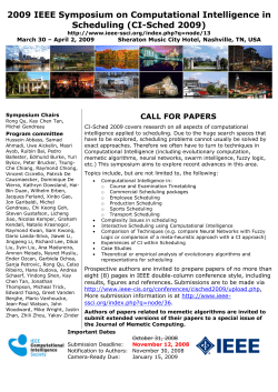 2009 IEEE Symposium on Computational Intelligence in Scheduling
