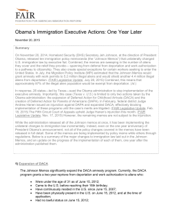 Obama`s Immigration Executive Actions: One Year Later