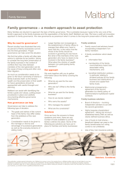 Family governance – a modern approach to asset protection