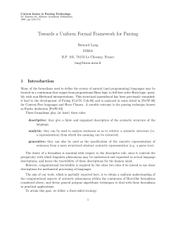 Towards a Uniform Formal Framework for Parsing