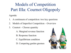 Models of Competition Part IIIa Imperfect