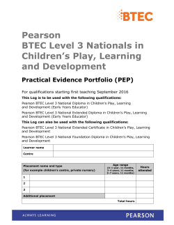 Pearson BTEC Level 3 Nationals in Children`s Play