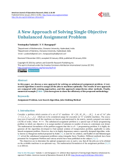 A New Approach of Solving Single Objective Unbalanced