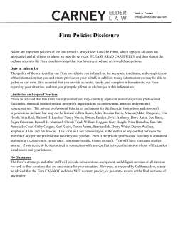 Firm Policies Disclosure
