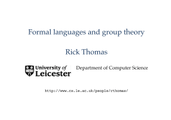 Formal languages and group theory Rick Thomas