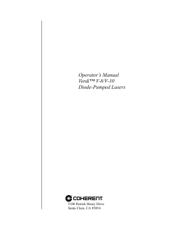 Operator`s Manual Verdi&trade; V-8/V-10 Diode