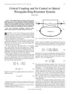 Critical coupling and its control in optical