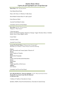Student Theme Menus $ (price for pick-up)/$(price for set