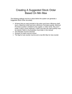 Creating A Suggested Stock Order Based On Min Max
