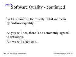Software Quality Assurance is