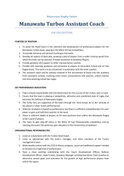 Manawatu Turbos Assistant Coach