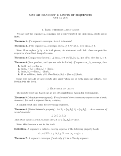 MAT 319 HANDOUT 1: LIMITS OF SEQUENCES 1. Basic theorems