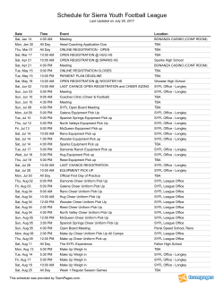 Schedule for Sierra Youth Football League