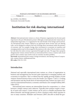 international joint venture - Economics and Business Review