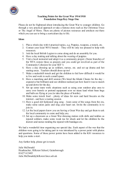 Teaching Points for the Great War 1914/1918 at Foundation Stage