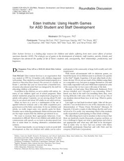 Eden Institute: Using Health Games for ASD Student and Staff