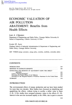 ECONOMIC VALUATION OF AIR POLLUTION ABATEMENT