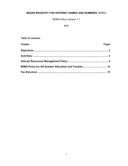 1 INDIAN REGISTRY FOR INTERNET NAMES AND NUMBERS