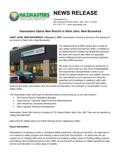 Hazmasters` Saint John branch is located at 175 Hilyard Street