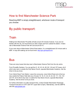 From the South via M6 - StaffNet | The University of Manchester