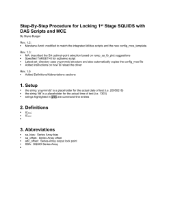 Step-By-Step Procedure for Locking 1st Stage SQUIDS with DAS