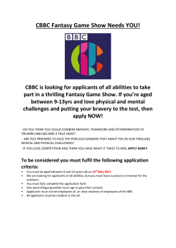 CBBC Fantasy Game Show Needs YOU!
