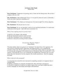 An Enemy of the People Henrik Ibsen Peter Stockmann. I happened