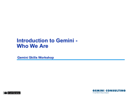 Intro to Gemini - Operating Principals