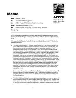 APPrO Capacity Auction Draft High Level Design Documents