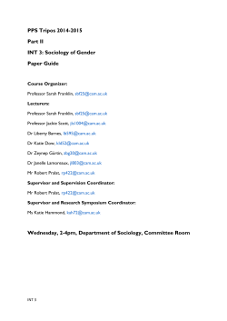 PPS Tripos 2014-2015 Part II INT 3: Sociology of Gender Paper